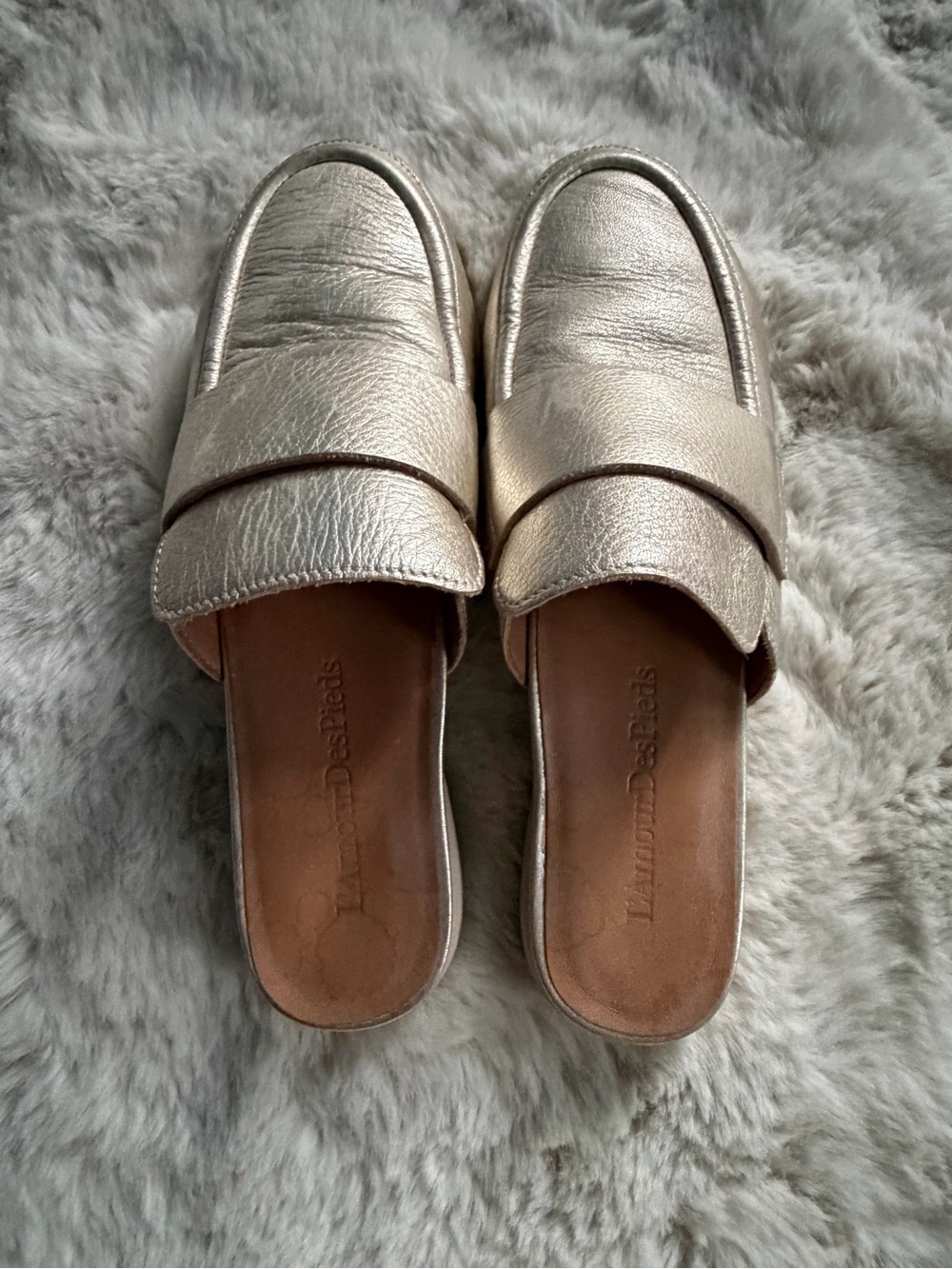 Metallic Gold Slip-On Mule Loafers